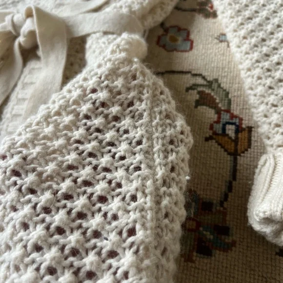 L.L. Bean Cream Wool blend Chunky Knit Cardigan Duster Sweater - Picture 4 of 7